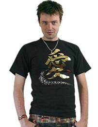 японская  футболка с золотым иероглифом