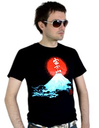 мужская японская футболка с  Фуджиямой, сделано в Японии