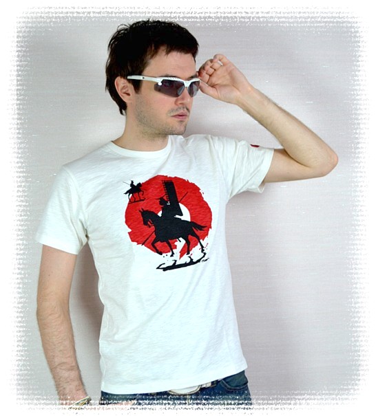 мужская дизайнерская футболка с самураями,  сделано в Японии