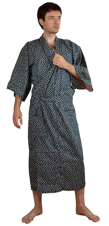 юката, мужской японский халат из хлопка. KIMONOYA, японский интернет-магазин