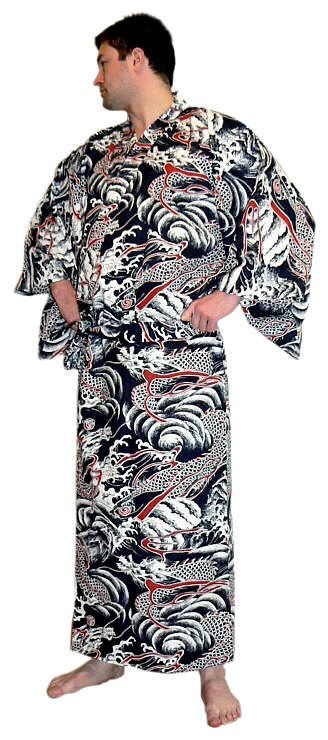 японское традиционное мужское кимоно из хлопка - стильная одежда для дома