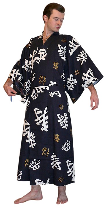  мужской халат- кимоно Канджи, хлопок 100%, Япония