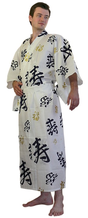 мужское кимоно из хлопка - юката Канджи