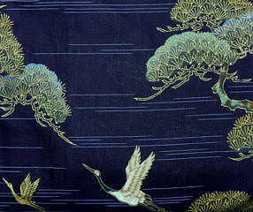 детал- рисунка ткани японского мужского халата-кимоно Одавара, синего цвета