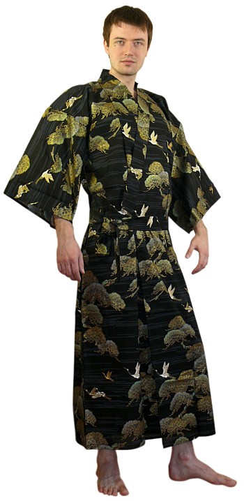 японское мужское кимоно Одавара, черное