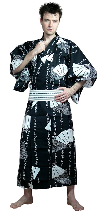 японский мужской халат-кимоно и пояс оби