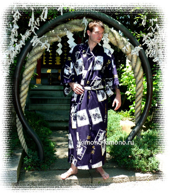 японское традиционное мужское кимоно из хлопка