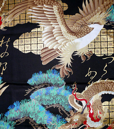 деталь рисунка ткани мужского халат-кимоно Тен-Рю