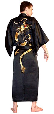 японский мужской халат кимоно с вышивкой Лунный Дракон, сделано в Японии