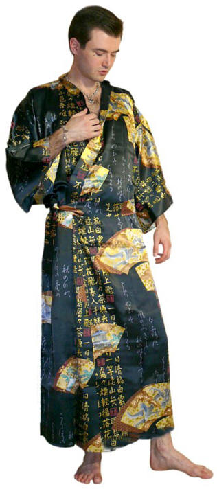 японское шелковое мужское кимоно КАБУКИ