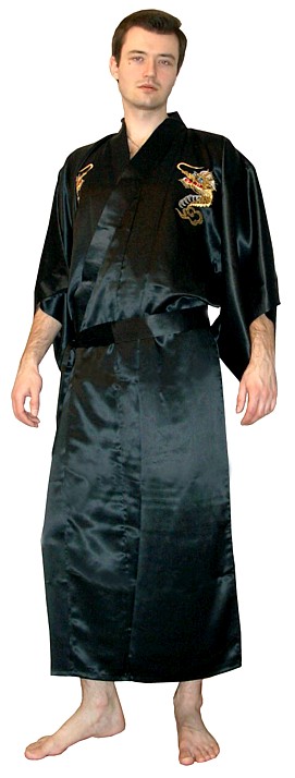  шелковый мужской халатс вышивкой, сделано в Японии