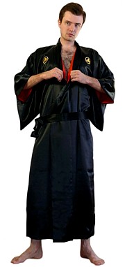 шелковое японское мужское кимоно с подкладкой