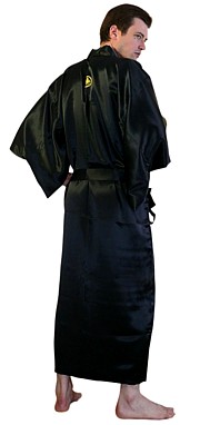 черный шелковый мужской халат кимоно с вышивкой, Япония