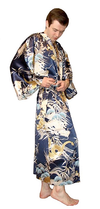 мужской японский шелковый халат-кимоно ТАЙРА, сделано в Японии