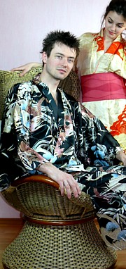 японское мужское кимоно из шелка элегантная одежда для дома