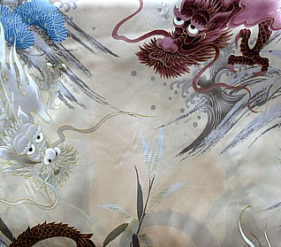 деталь рисунка ткани шелкового мужского кимоно ТАЙРА