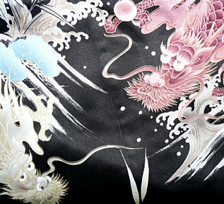 дталь рисунка ткани японского мужского шелкового халата-кимоно ТАЙРА