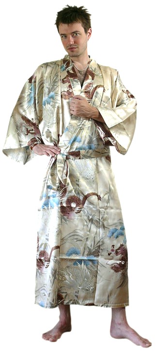 мужской шелковый халат-кимоно из Японии