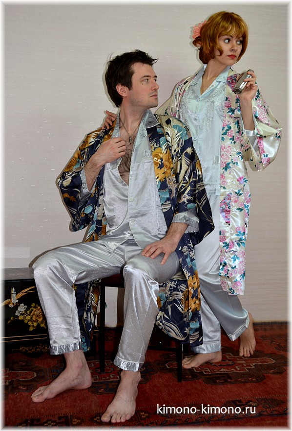 мужская и женская одежда для дома из натурального шелка из Японии
