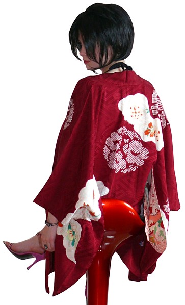японский шелковый жакет хаори с авторским рисунком, винтаж