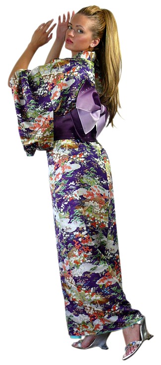 японское традиционное кимоно, шелк