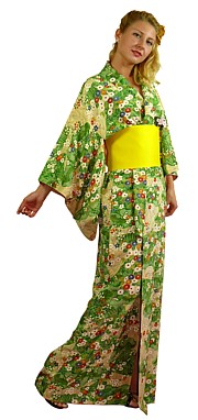 японское винтажное  кимоно, 1950-е гг.