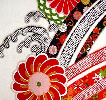авторский рисунок на ткани японского трдиционного кимоно