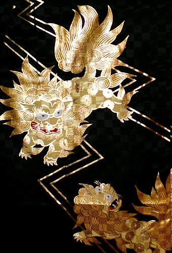 роспись на японском винтажном кимоно