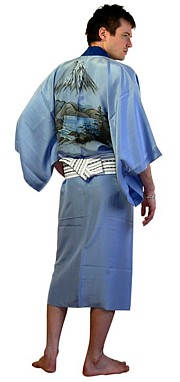 традиционное японское мужское шелковое кимоно, 1970-40-е гг.