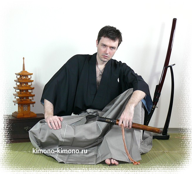 японское традиционное мужское кимоно из шелка, 1950-е гг.