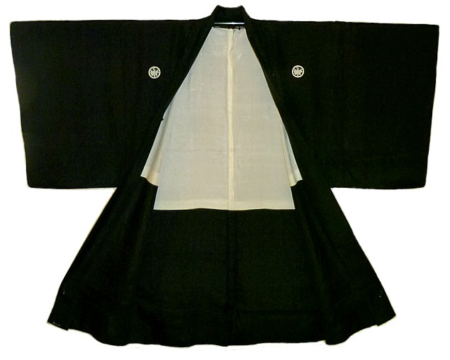 японское мужское черное шелковое хаори, 1950-е гг.