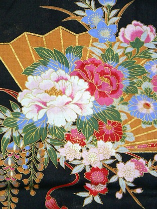 японское хлопковое кимоно - деталь рисунка ткани