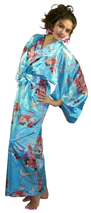 женский халат кимоно, иск. шелк, Япония