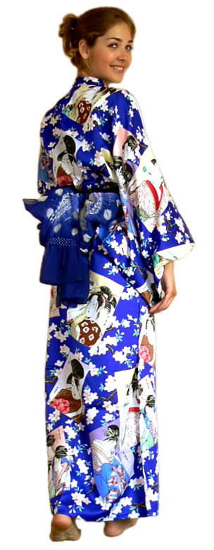 японское кимоно УТАМАРО и шелковый пояс оби
