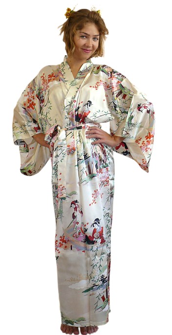 кимоно Эдогава, кроемовое, шелк 100%