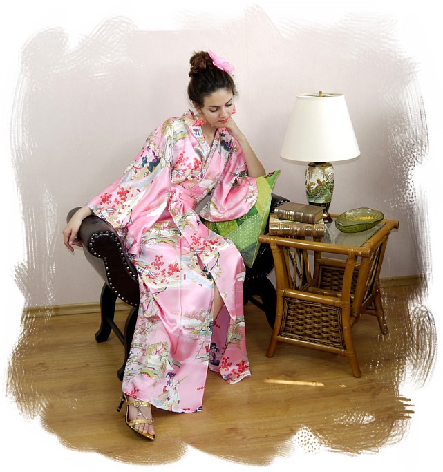 шелковый халат-кимоно