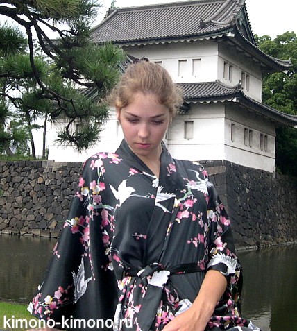 шелковый халат- кимоно, Япония, 100% натуральный шелк