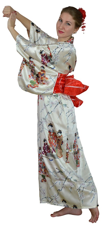 японское шелковое кимоно СУЗУМЭ - оригинальный подарок девушке