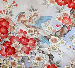 деталь рисунка ткани шелкового японского кимоно 