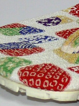 деталь рисунка ткани японской женской обуви сэтта